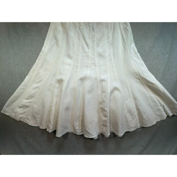 Larry Levine Womens Linen Blend A-Line Skirt Size 12 White Coastal Beach - Picture 7 of 8